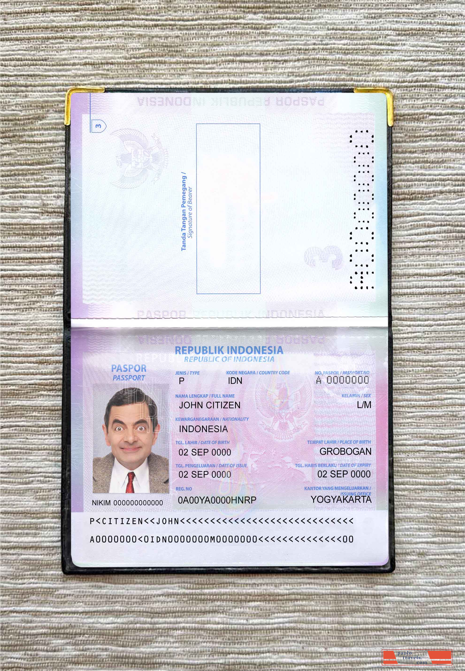 Indonesia passport version 2 photo lokk PSD template